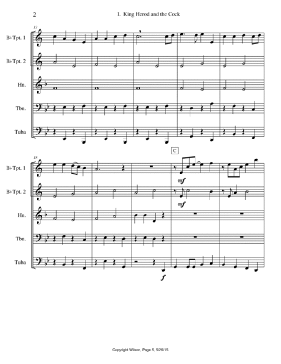 English Folk-Carols, Cecil J. Sharp Collection Brass Quintet scores gallery preview page 5