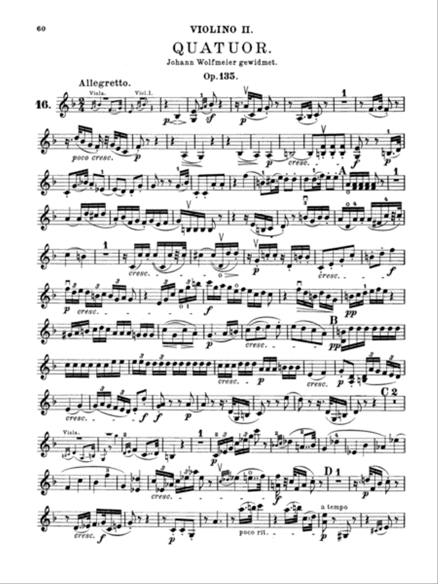 Beethoven: String Quartet, Op. 135 No. 16 String Quartet scores gallery preview page 1