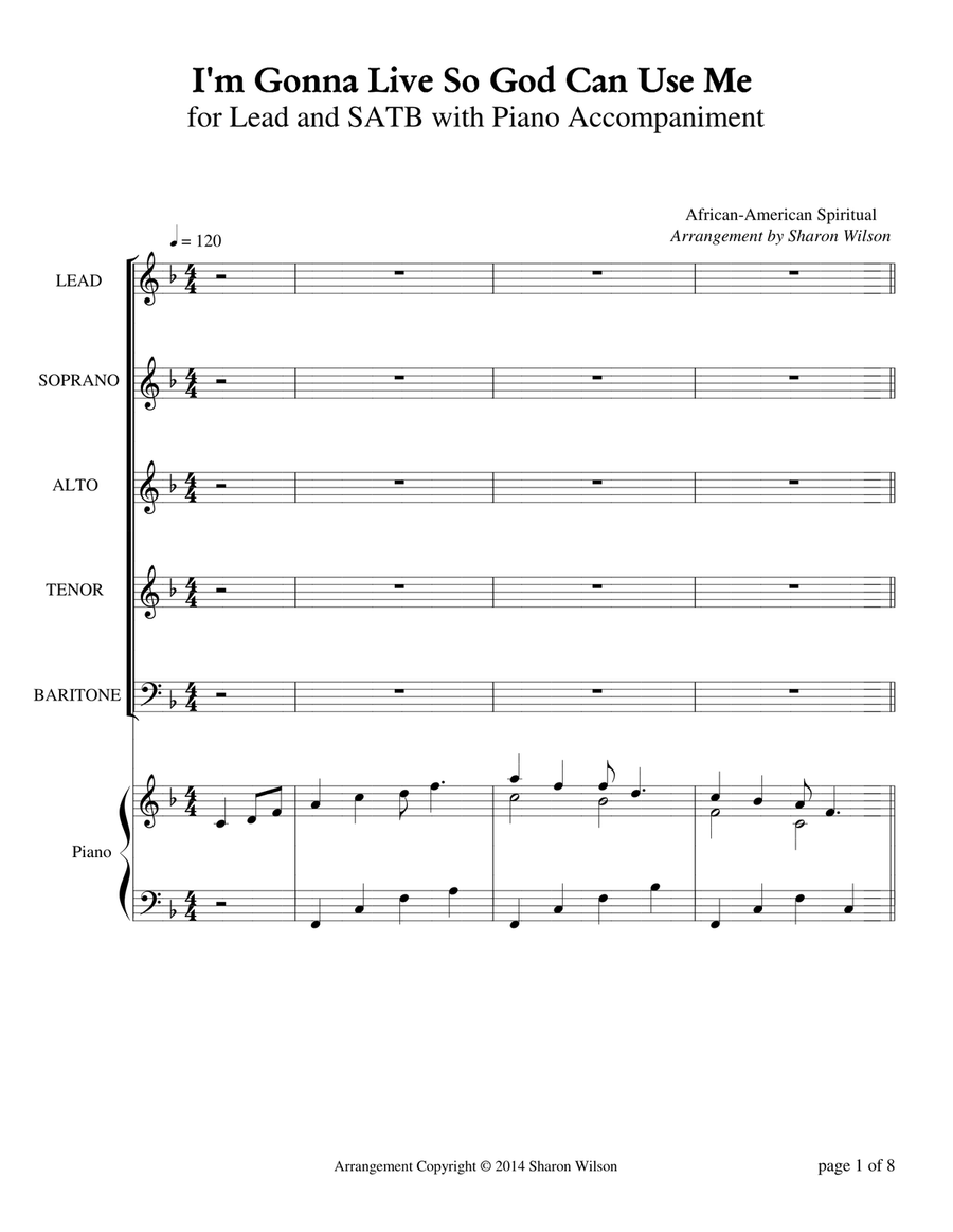 I'm Gonna Live So God Can Use Me - Congregational Set (for Lead, SATB choir, Piano, and Ensemble) 4-Part scores gallery preview page 4