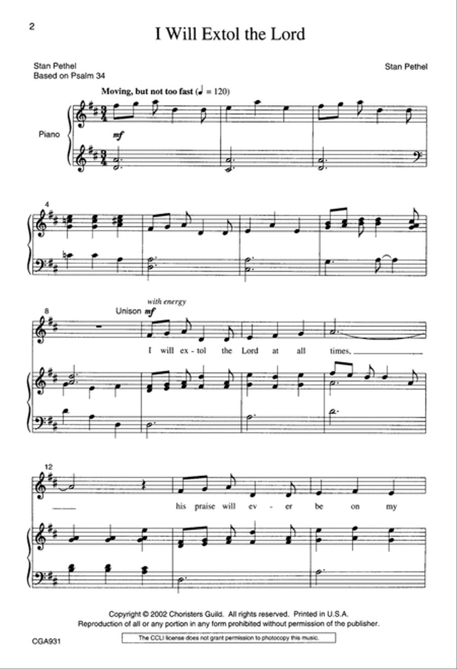 Three Psalms Settings for Unison/Two Part Choir Unison Choir scores gallery preview page 2