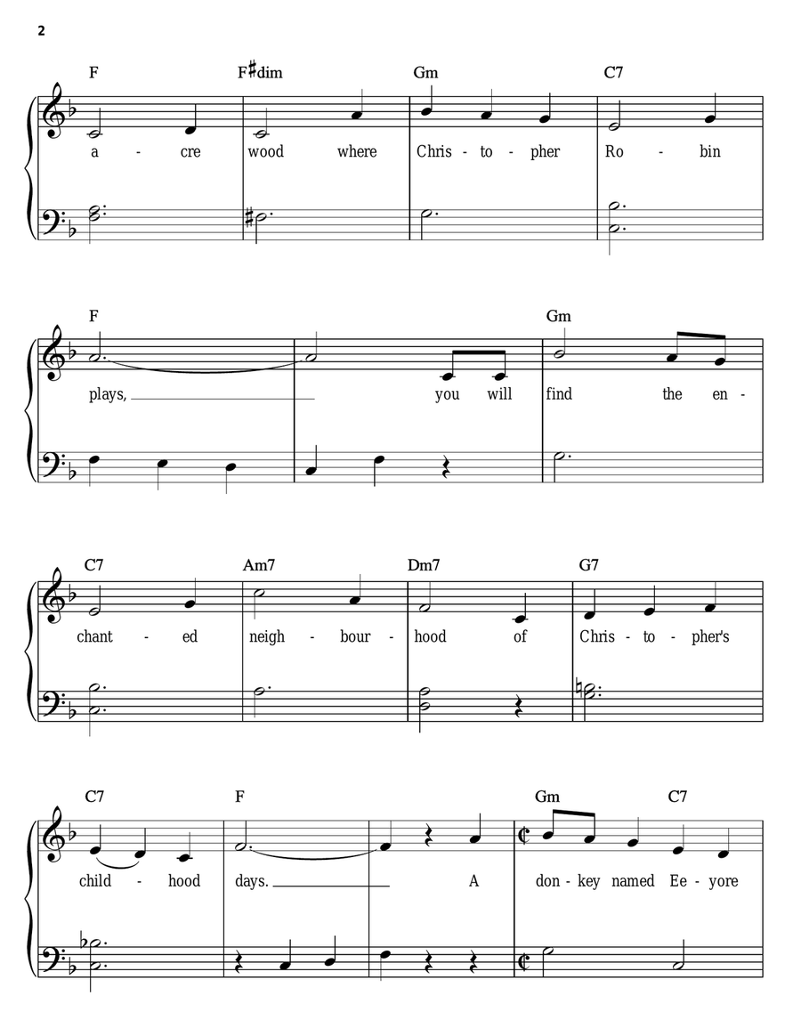 Winnie The Pooh (from The Many Adventures Of Winnie The Pooh) Easy Piano scores gallery preview page 2