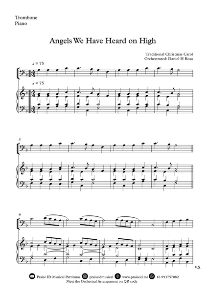 Angels We Have Heard on High - Gloria in excelsi Deo - Easy Trombone and Piano image number null
