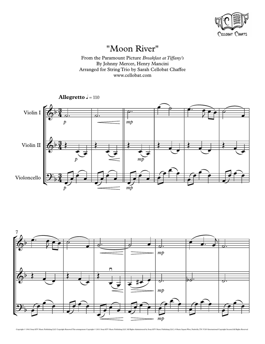 Moon River String Trio scores gallery preview page 1