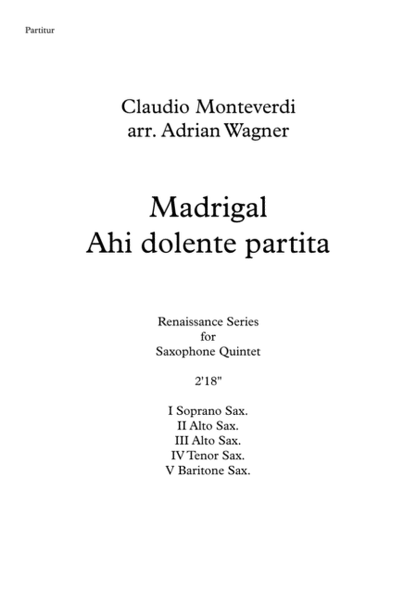 Madrigal Ahi dolente partita (Claudio Monteverdi) Saxophone Quintet arr. Adrian Wagner image number null