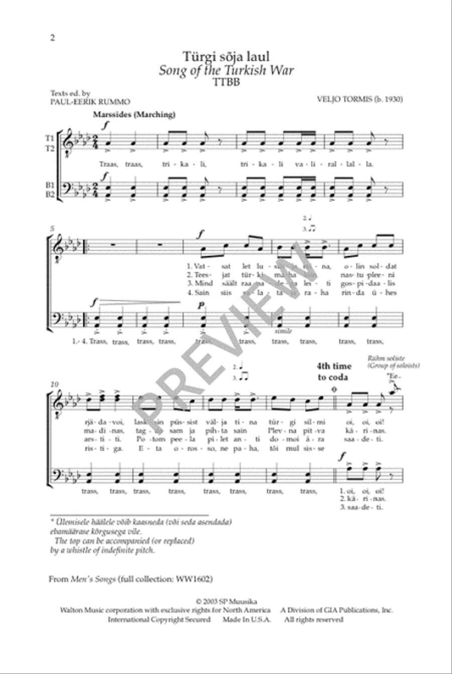 Türgi sõja laul TTBB scores gallery preview page 3