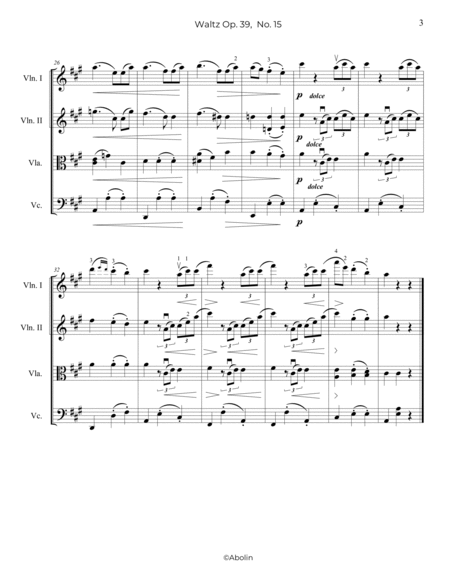Brahms: Waltz Op.39, No.15 - String Quartet image number null