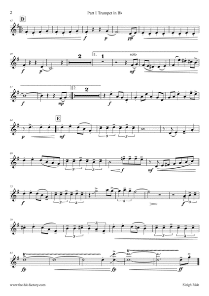 Sleigh Ride - Easy Swing - Brass Quintet