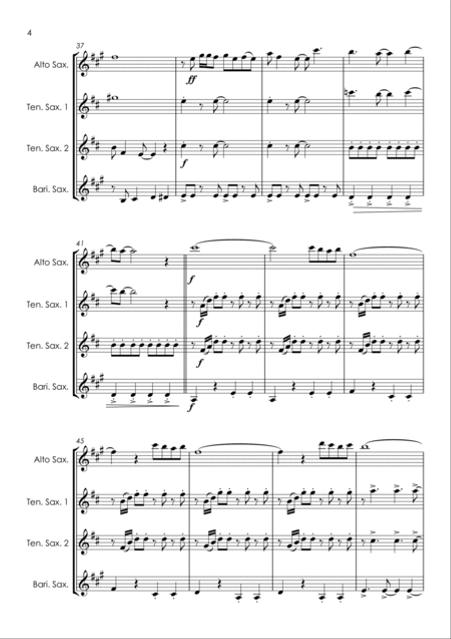Crocodile Rock Saxophone Quartet scores gallery preview page 6