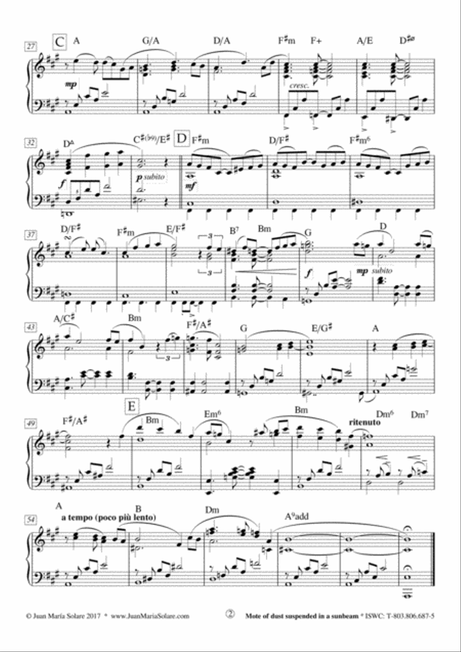 Mote of Dust Suspended in a Sunbeam [piano solo] Piano Solo scores gallery preview page 3