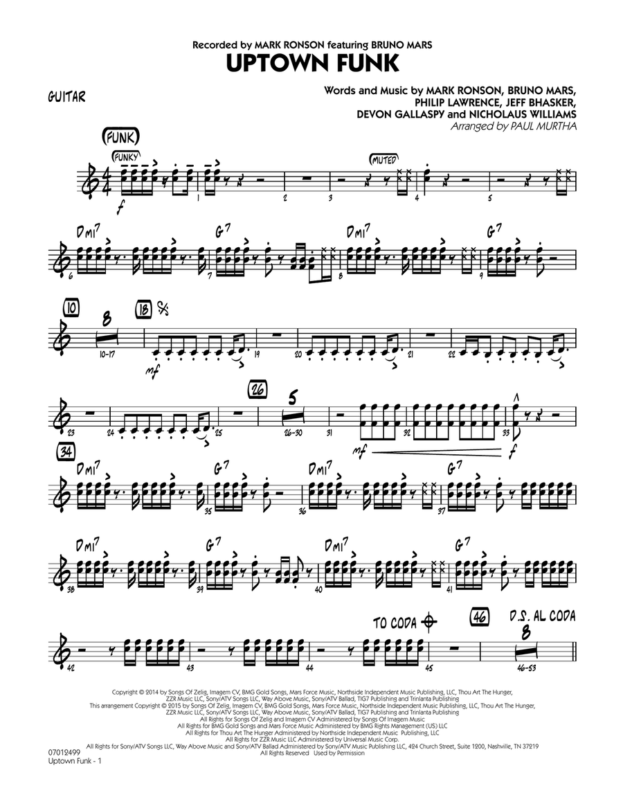 Uptown Funk! - Guitar Uptown Funk! - Guitar Jazz Ensemble scores gallery preview page 1