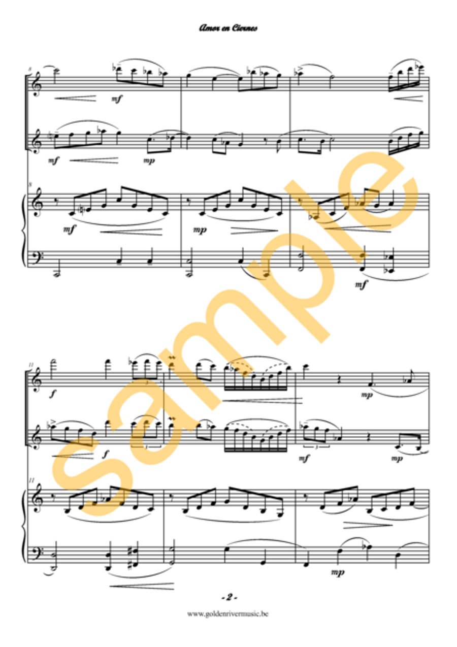 Amor en Ciernes / Budding love for 2 violins Violin Solo scores gallery preview page 3