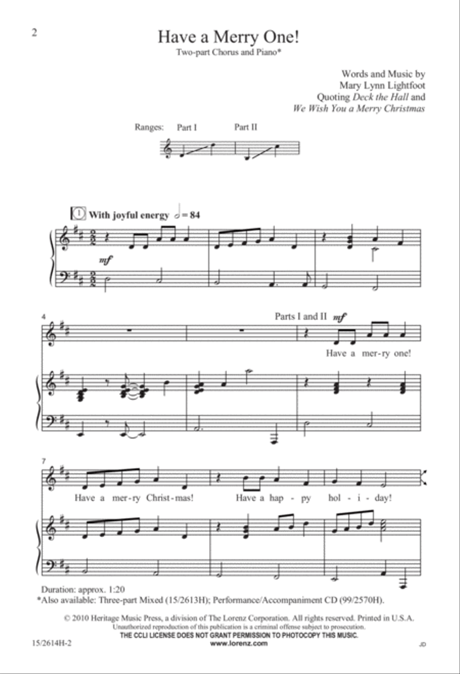Have a Merry One! 2-Part scores gallery preview page 3