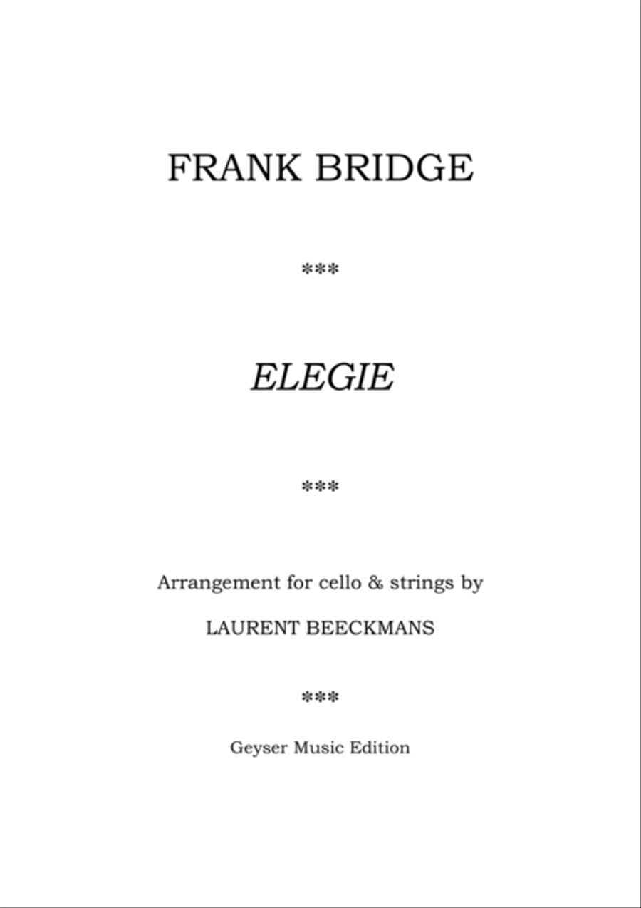 Frank Bridge - Elegie - cello and string orchestra