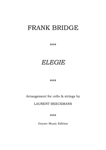 Frank Bridge - Elegie - cello and string orchestra