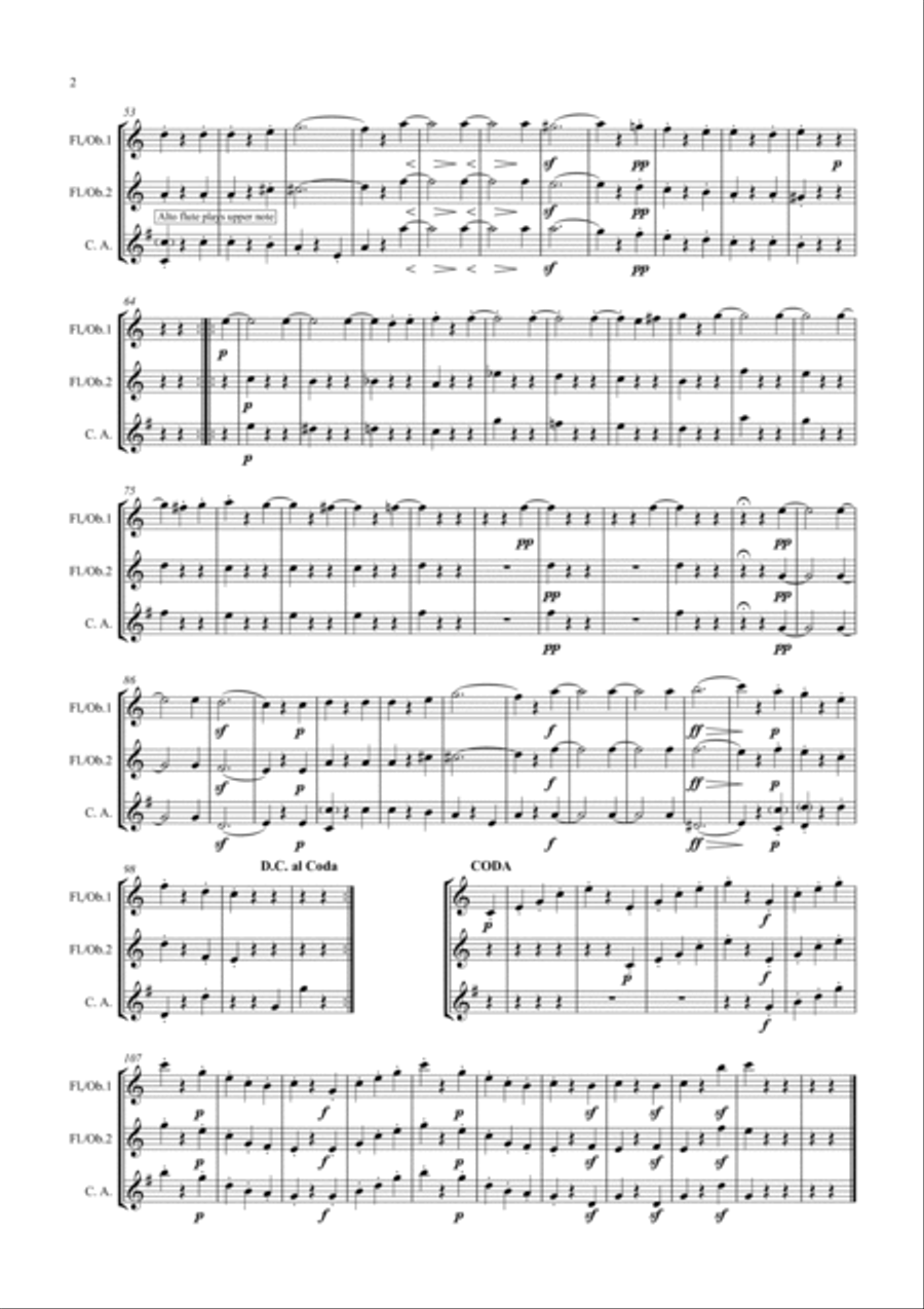 Beethoven: Wind Trio in C Major Op.87 Mvt.III Menuetto and Trio - mixed woodwind trio Woodwind Trio scores gallery preview page 2