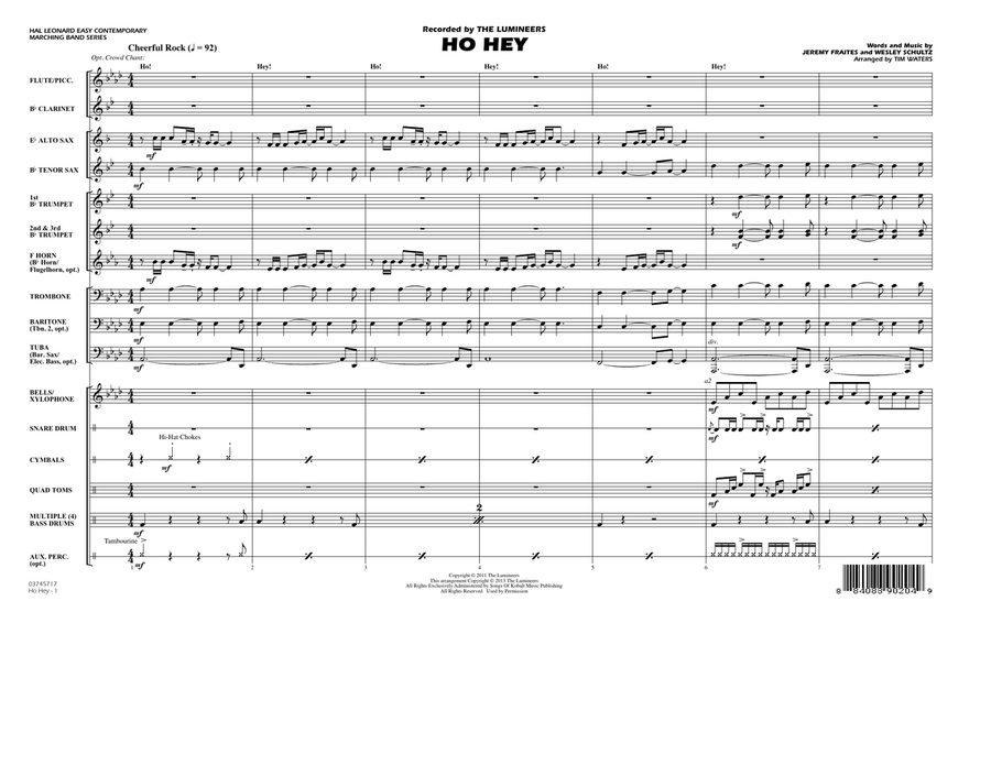 Ho Hey - Conductor Score (Full Score) Marching Band scores gallery preview page 1