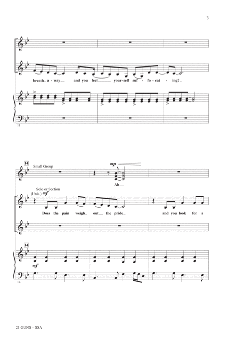 21 Guns (from Green Day's American Idiot) (arr. Roger Emerson) SSA scores gallery preview page 2