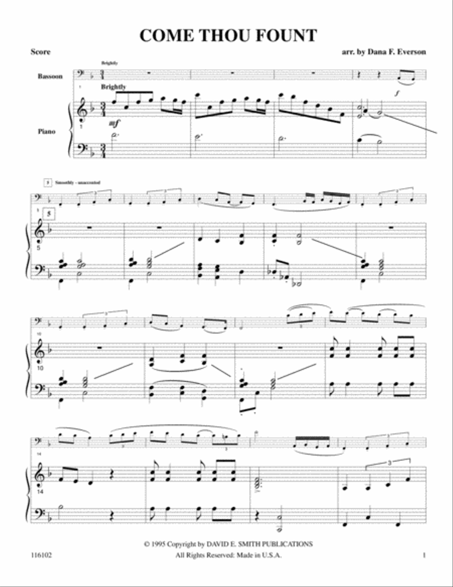 Come Thou Fount Bassoon Solo scores gallery preview page 1