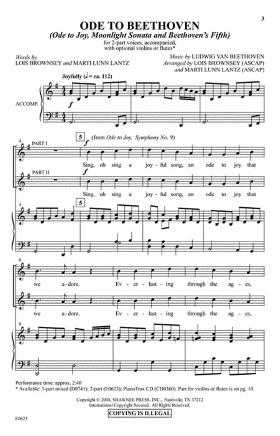 Ode to Beethoven 2-Part scores gallery preview page 2