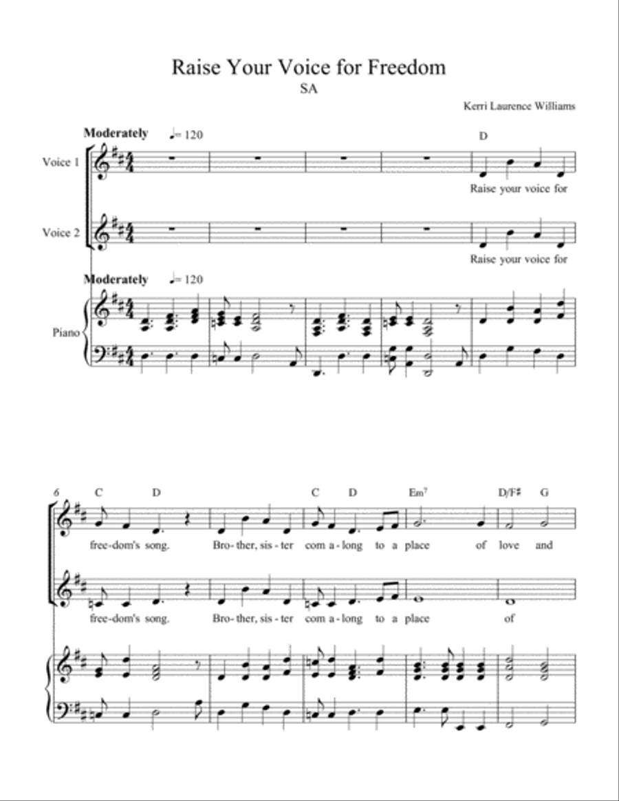 Raise Your Voice for Freedom SA scores gallery preview page 1