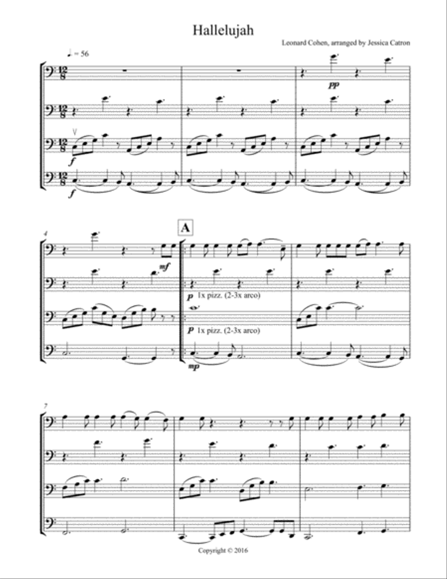 Hallelujah Hallelujah Cello scores gallery preview page 1