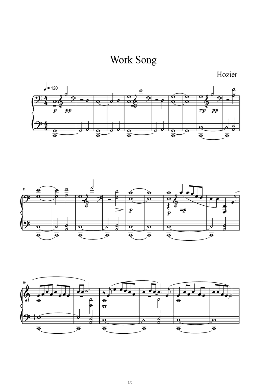 Work Song Work Song Piano Solo scores gallery preview page 1