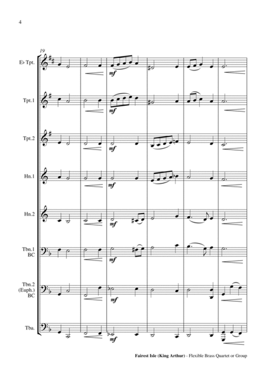 Fairest Isle (King Arthur) - Flexible Brass Quartet or Group Score and Parts PDF image number null