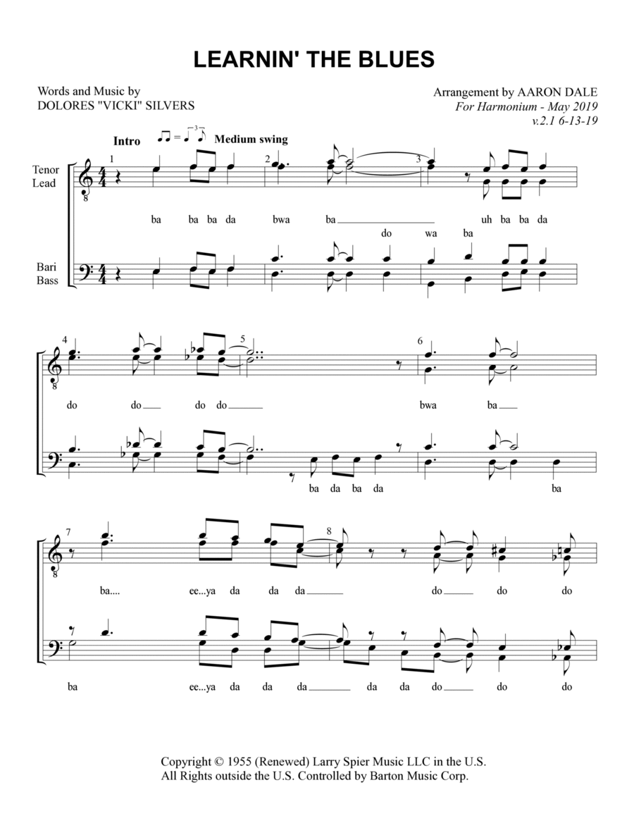 Learnin' The Blues TTBB scores gallery preview page 1