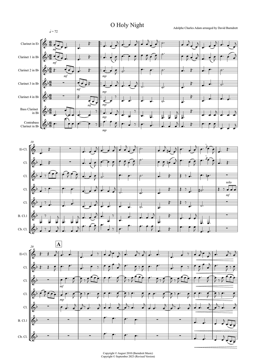 O Holy Night for Clarinet Choir