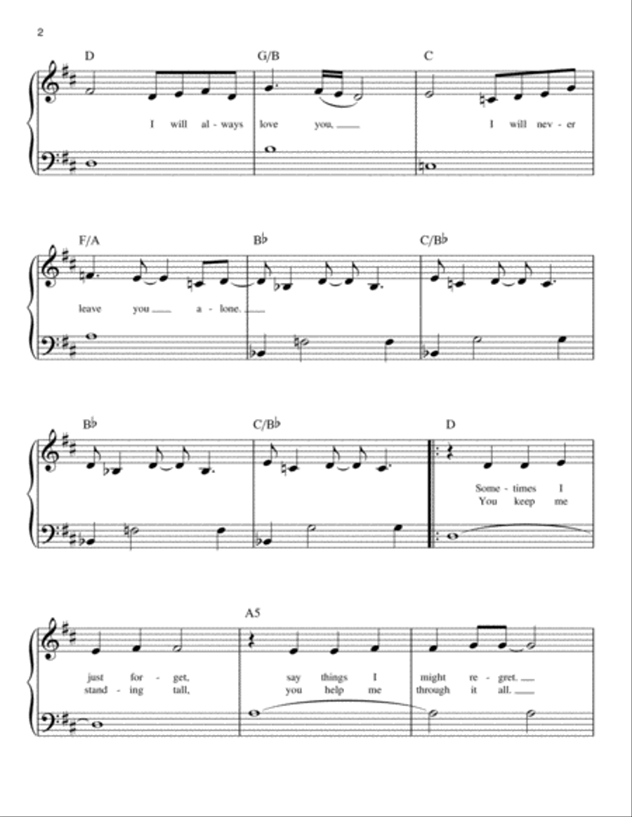 Glory Of Love Easy Piano scores gallery preview page 2