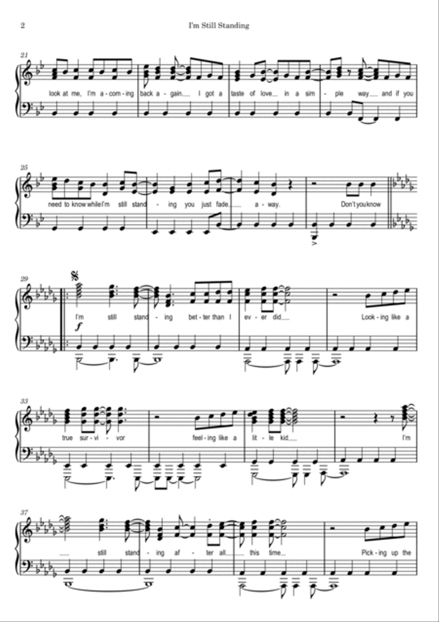 I'm Still Standing Piano Solo scores gallery preview page 2