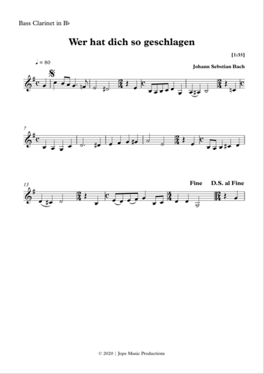 Wer hat dich so geschlagen - J.S. Bach Woodwind Quartet scores gallery preview page 3
