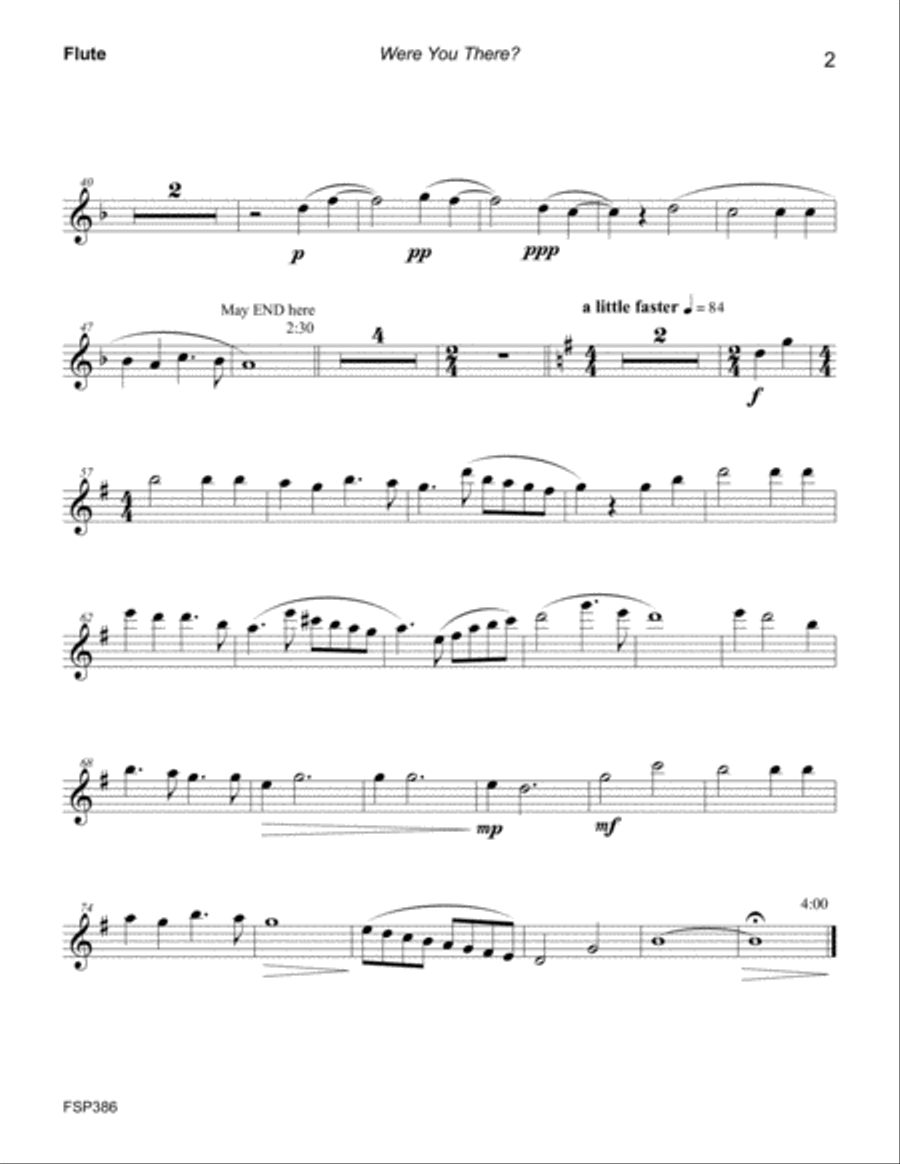 WERE YOU THERE? - FLUTE or ALTO FLUTE with Piano Accompaniment Small Ensemble scores gallery preview page 6