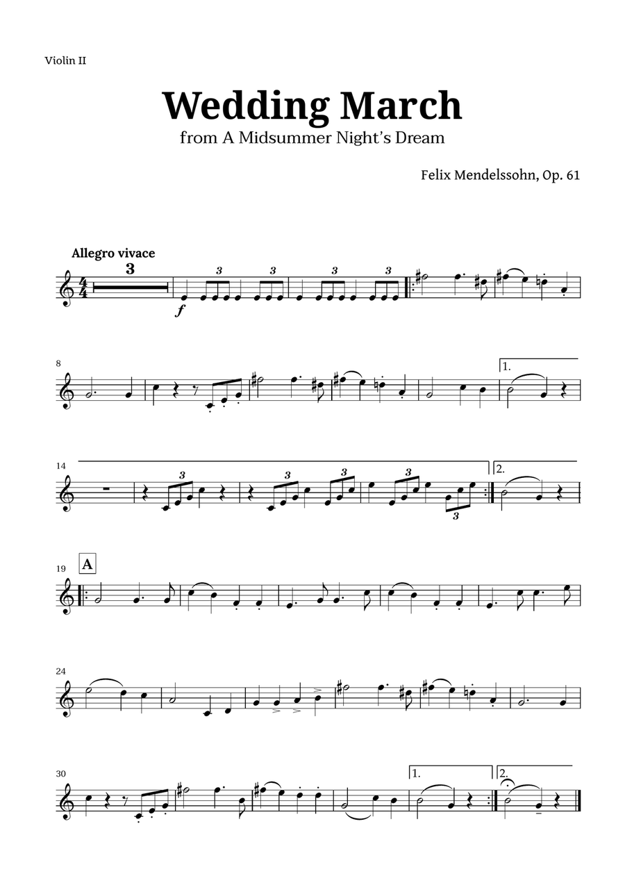 Wedding March by Mendelssohn for String Quintet String Quintet scores gallery preview page 4