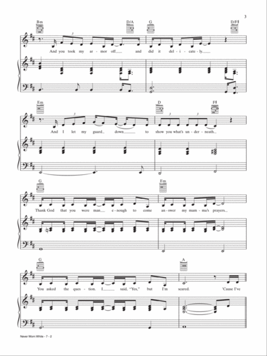 Never Worn White Piano, Vocal, Guitar scores gallery preview page 2