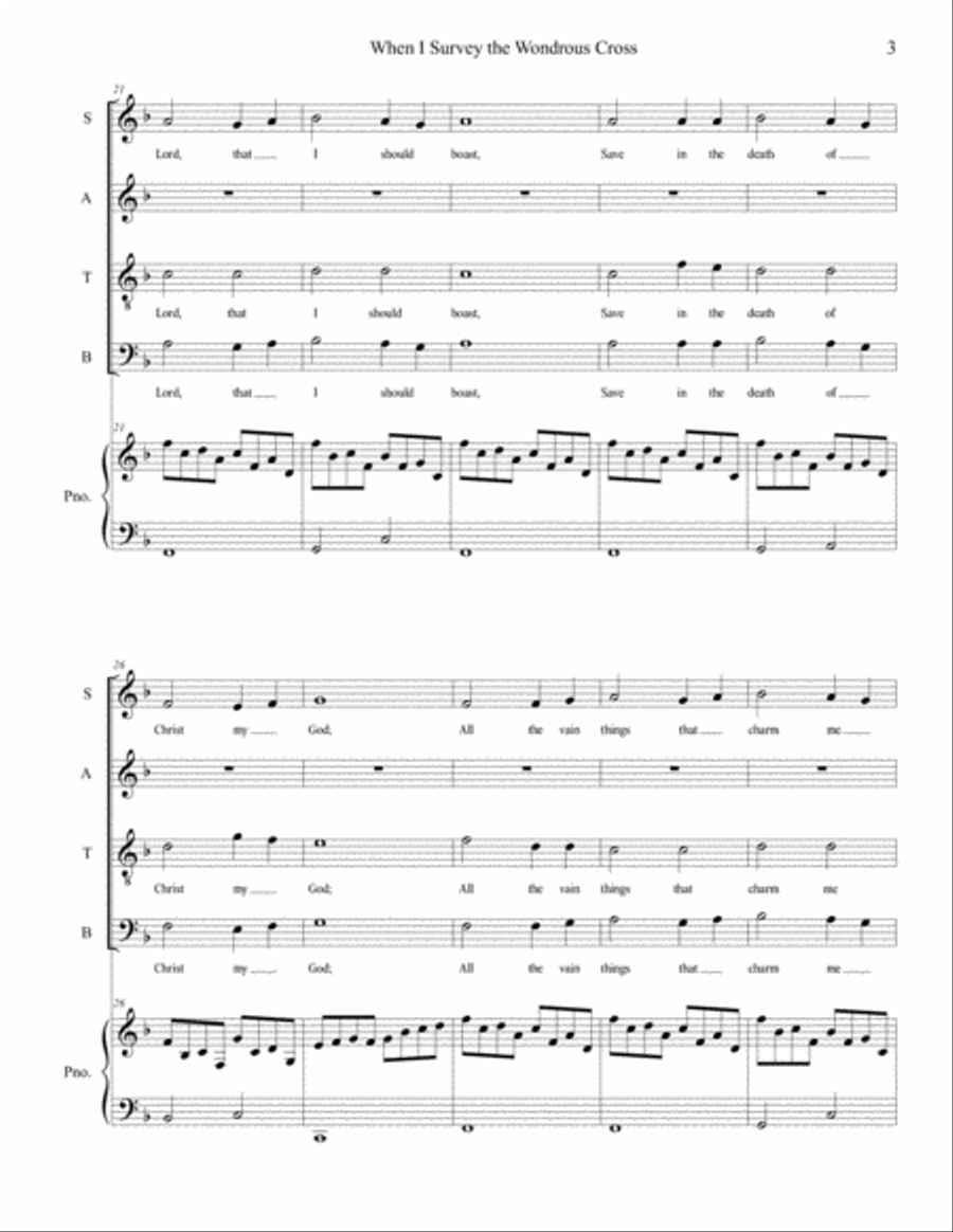 When I Survey the Wondrous Cross SATB 4-Part scores gallery preview page 3