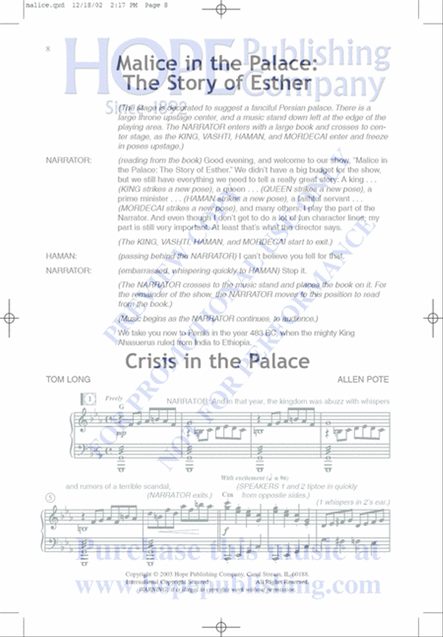 Malice in the Palace Unison Choir scores gallery preview page 8