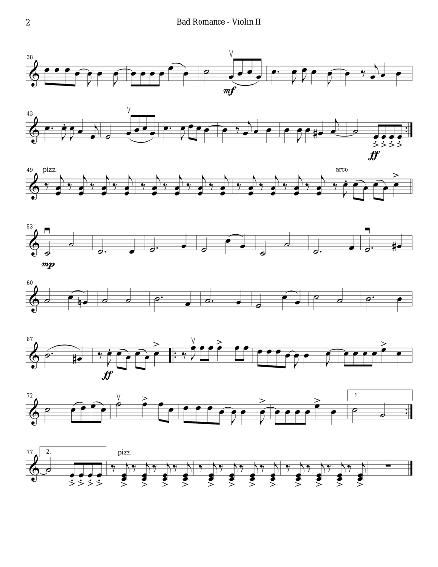 Bad Romance Bad Romance String Quartet scores gallery preview page 4