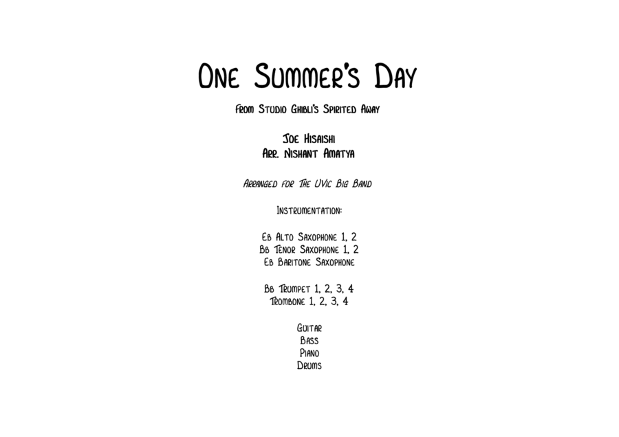 One Summer's Day Jazz Ensemble scores gallery preview page 1