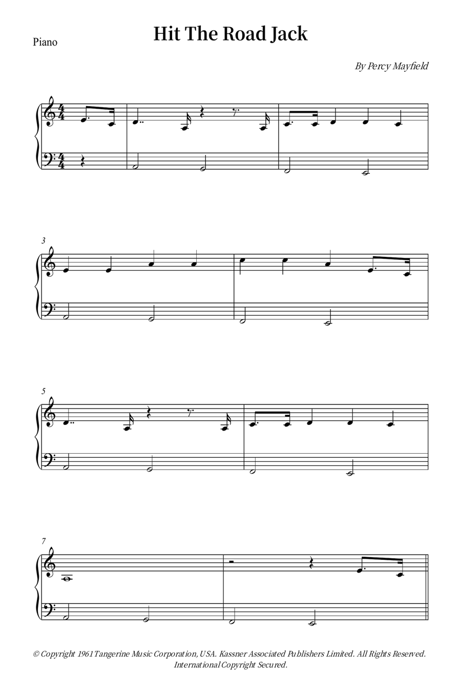 Hit The Road Jack Piano Solo scores gallery preview page 1