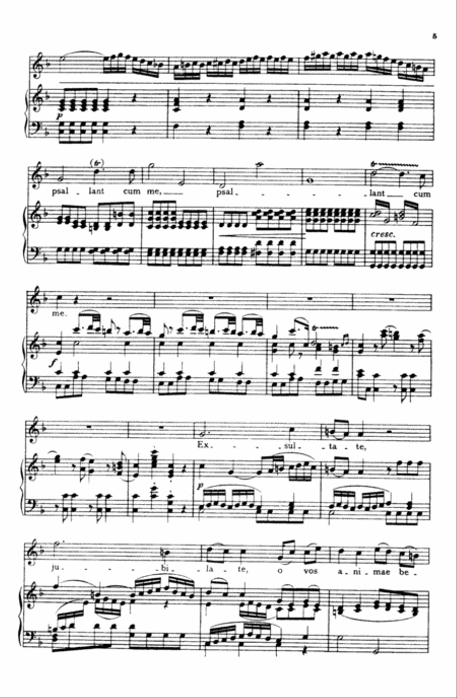 Mozart: Exultate Jubilate, K. 165, Motet for Soprano (Latin) Voice scores gallery preview page 5
