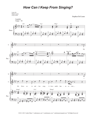 How Can I Keep From Singing? (Duet for Soprano and Tenor solo)