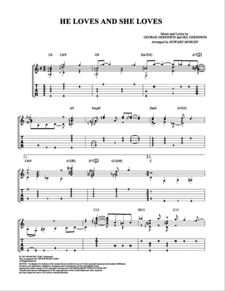 He Loves and She Loves Guitar Tablature scores gallery preview page 1