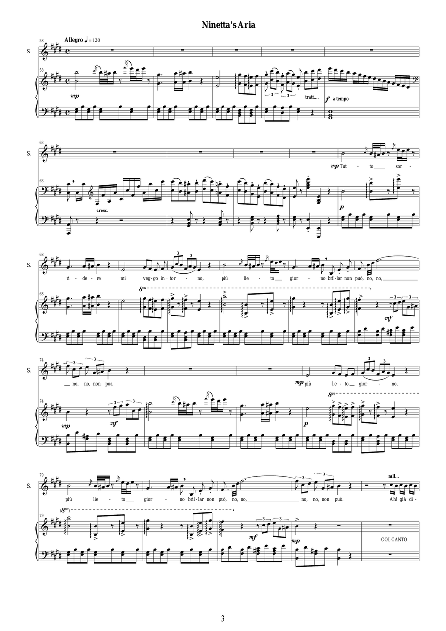 Rossini-La gazza ladra (Act 1) Di piacer mi balza il cor - Soprano and piano Rossini-La gazza ladra (Act 1) Di piacer mi balza il cor - Soprano and piano Soprano Voice scores gallery preview page 3