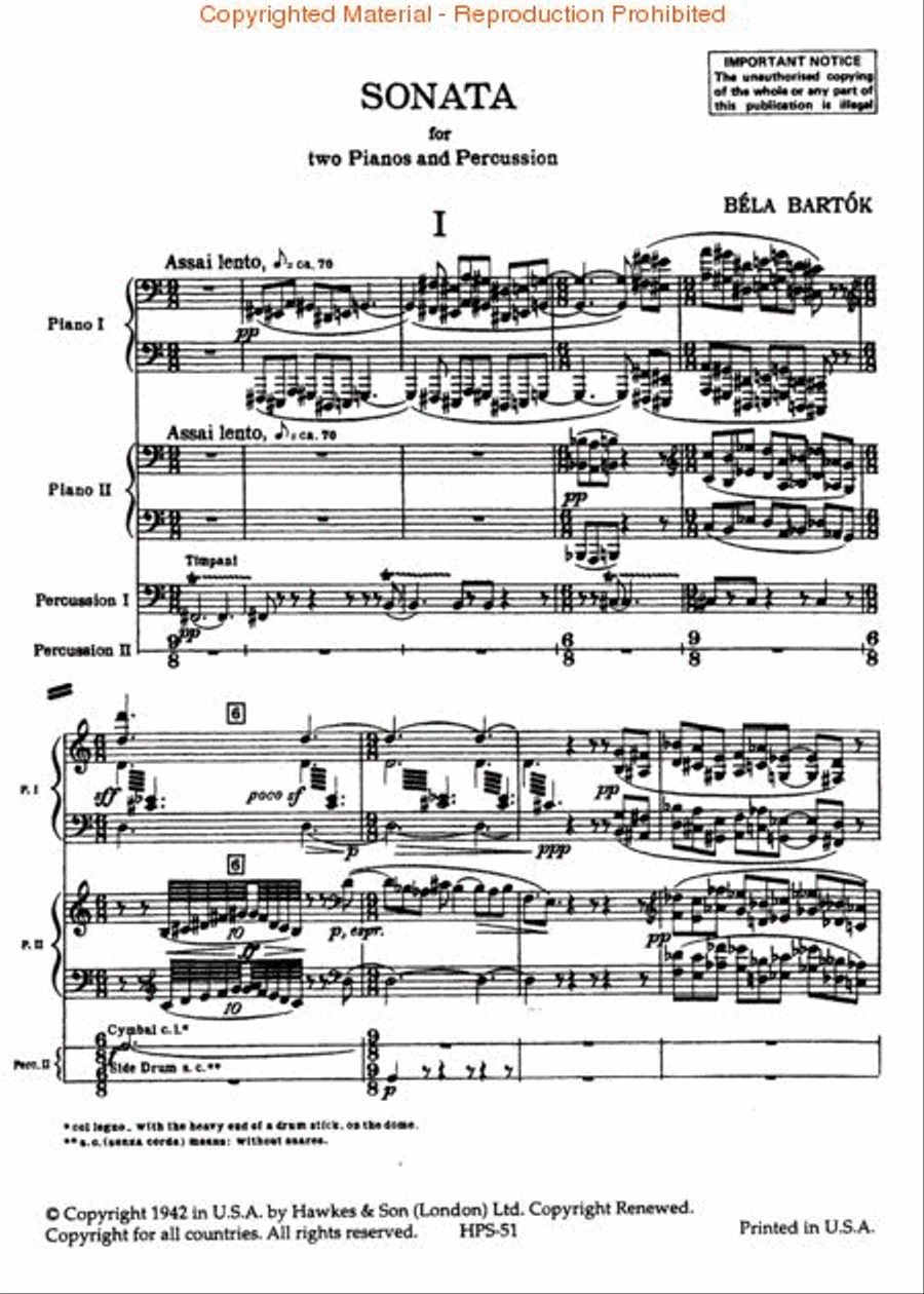 Sonata for Two Pianos and Percussion Percussion scores gallery preview page 2