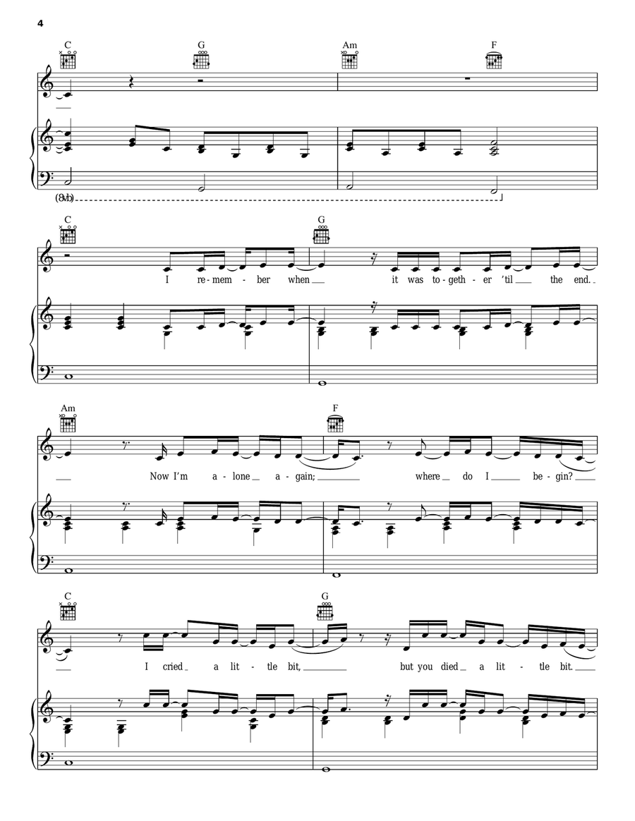 Remember When Piano, Vocal, Guitar scores gallery preview page 4