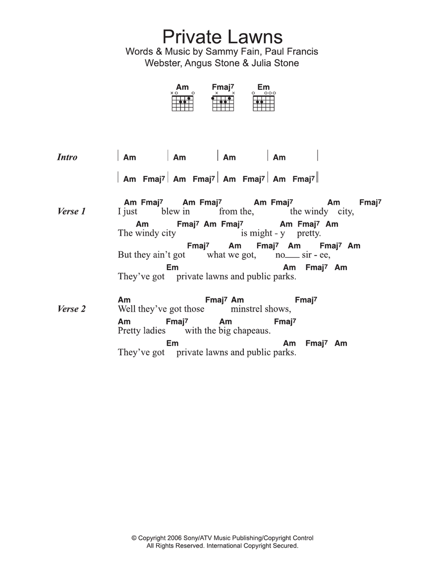 Private Lawns Acoustic Guitar scores gallery preview page 1