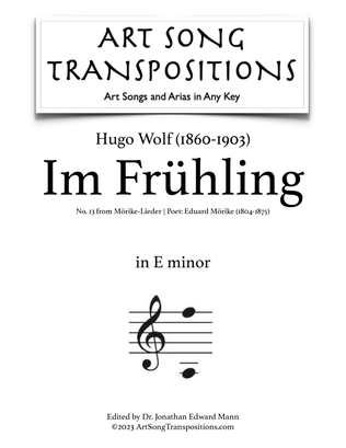 Book cover for WOLF: Im Frühling (transposed to E minor)