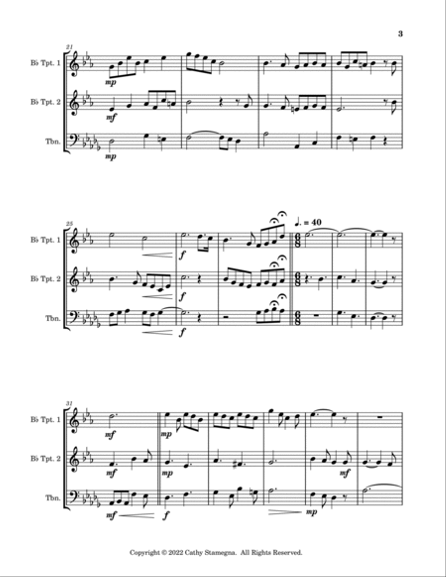 I’ll Take You Home Again, Kathleen (Brass Trio: Two Bb Trumpets, Trombone) Brass Trio scores gallery preview page 4