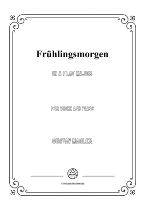 Book cover for Mahler-Frühlingsmorgen in A flat Major,for Voice and Piano